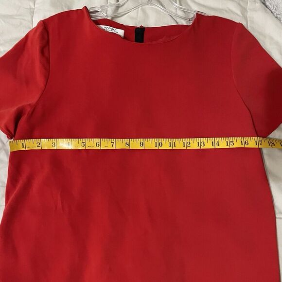 Mango Suit Collection Dress Women Size 4 Red Flutter Hem Short Sleeve Classic … - Picture 4 of 8